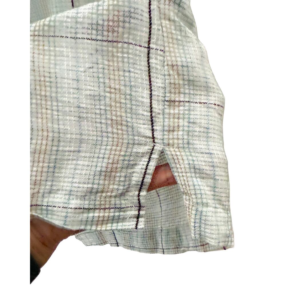 Cubavera Men's Lightweight Linen Blend Short Sleeve Button Up Shirt Plaid Check - Picture 6 of 8